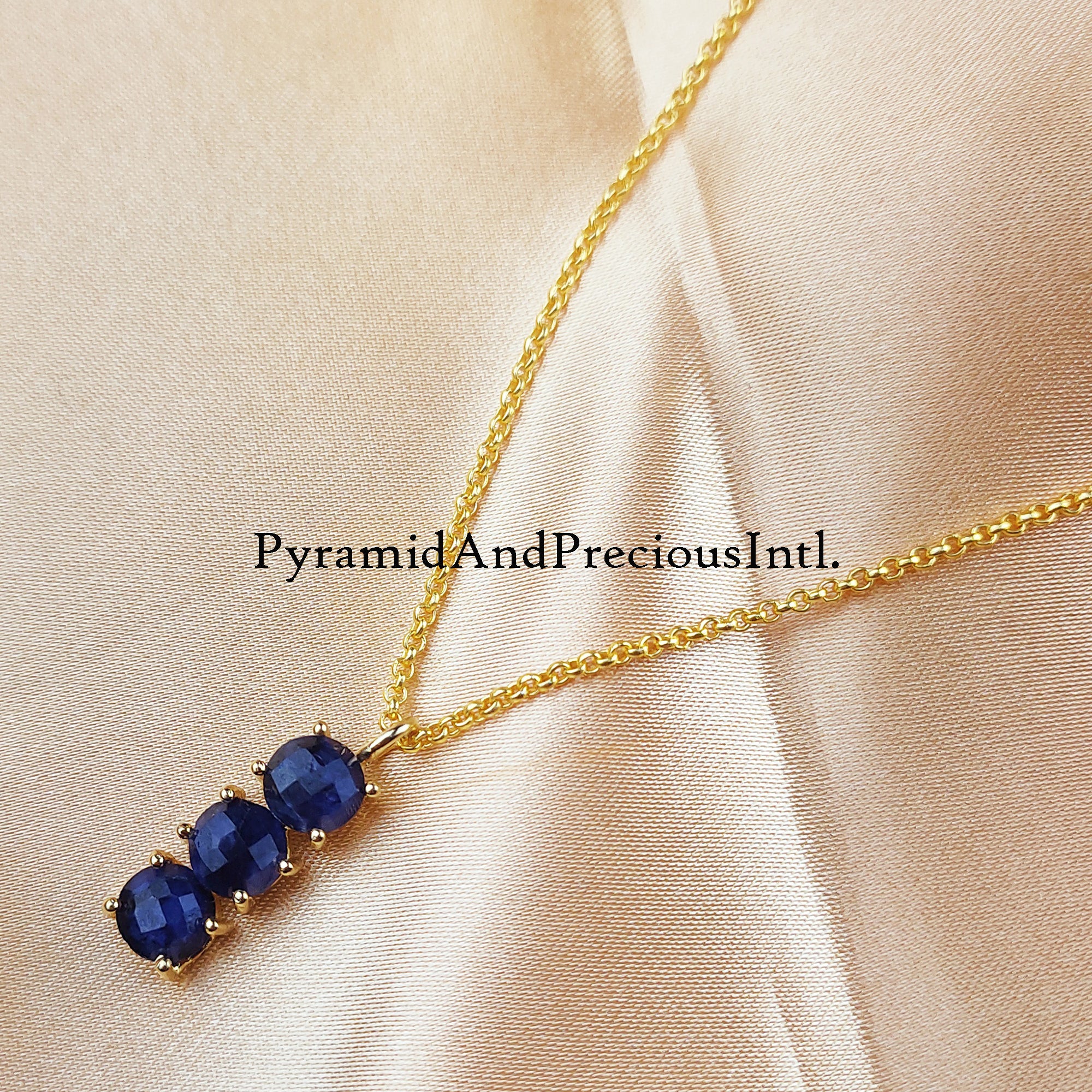 Sapphire Necklace, Tiny Sapphire Necklace, Dainty Sapphire Pendant, Birthday Gift