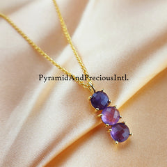 Natural Amethyst Gemstone Necklace, Purple February Birthstone Pendant