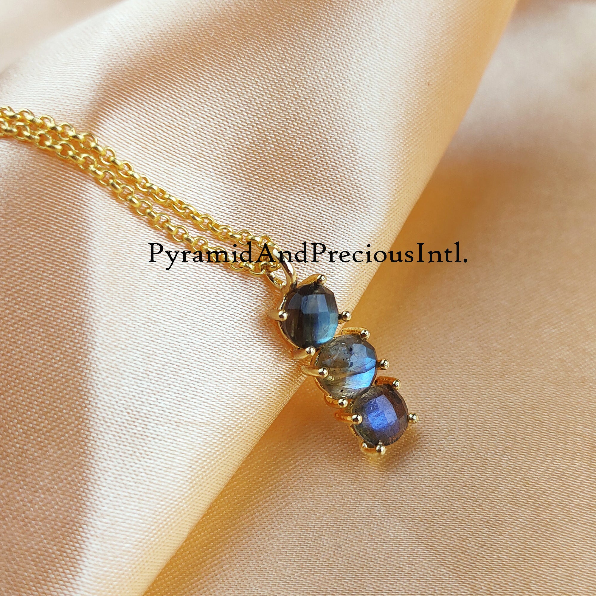 Genuine Labradorite Necklace, Flashy Labradorite, Blue Crystal Gemstone Pendant
