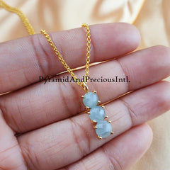Genuine Aquamarine Necklace, Pendant Necklace, Gemstone Necklace, March Gift