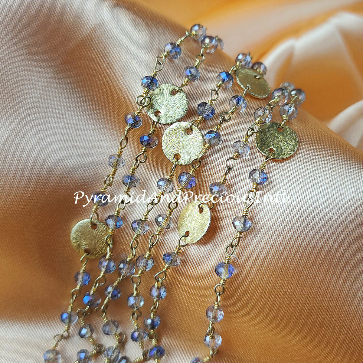 Natural Mystic Blue Pyrite Rosary Chain, 3-3.5mm Faceted Rondelle Pyrite Rosary Chain – SELLING BY FOOT