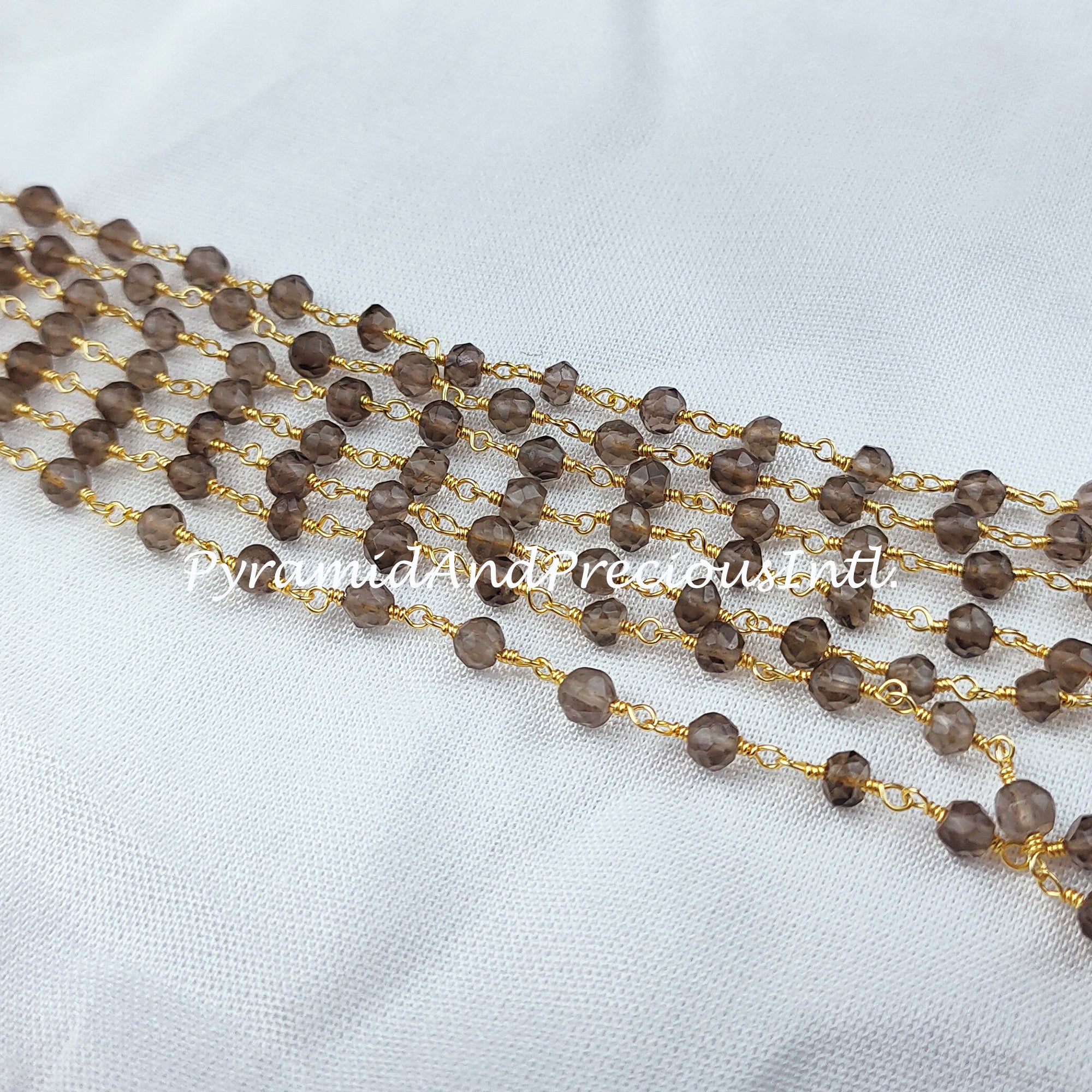 Faceted Smoky Quartz Rosary Chain, Rondelle Beads Chain, Gold Plated Chain, DIY Jewelry Making Supply – SELLING BY FOOT