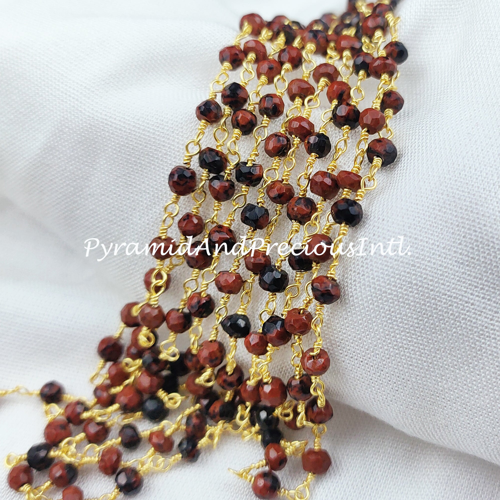 Natural Red Jasper Bead Chain, Wire Wrapped Chain, Rosary Bead Chain Semi Precious, DIY Jewelry Making Chain – SELLING BY FOOT