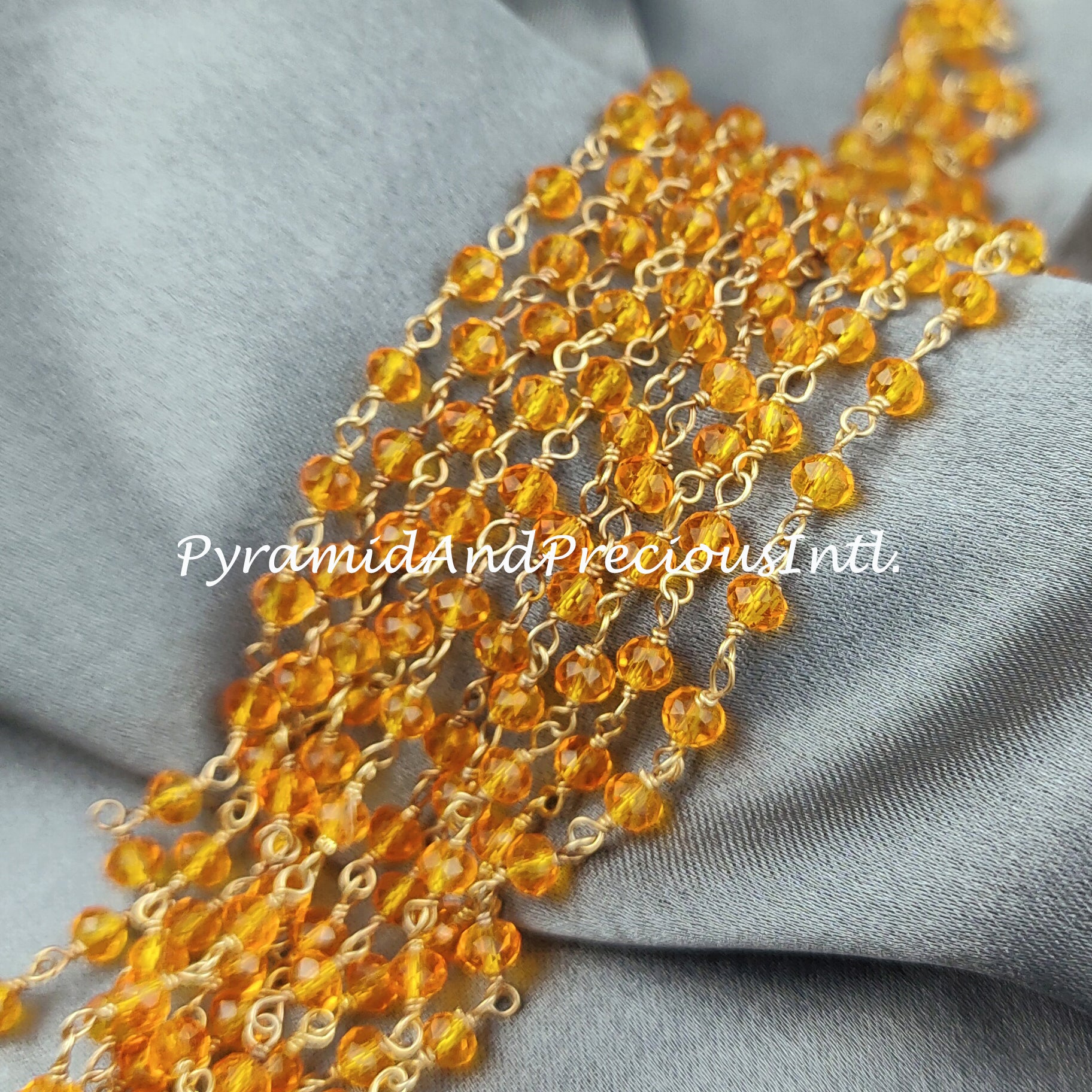 Orange Carnelian Rosary Chain, Rondelle Beads Chain, Gold Plated Chain, DIY Jewelry Making Supply, 3-3.5mm Bead Size – SELLING BY FOOT
