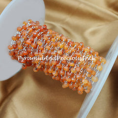 Faceted Carnelian Rosary Chain, Rondelle Beads Chain, Gold Plated Chain, DIY Jewelry Making Supply, 4-4.5mm Bead Size – SELLING BY FOOT