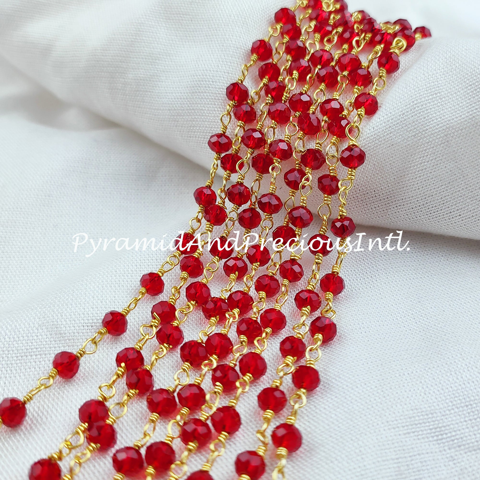 Faceted Garnet Rosary Chain, Rondelle Beads Chain, Gold Plated Chain, DIY Jewelry Making Supply – SELLING BY FOOT