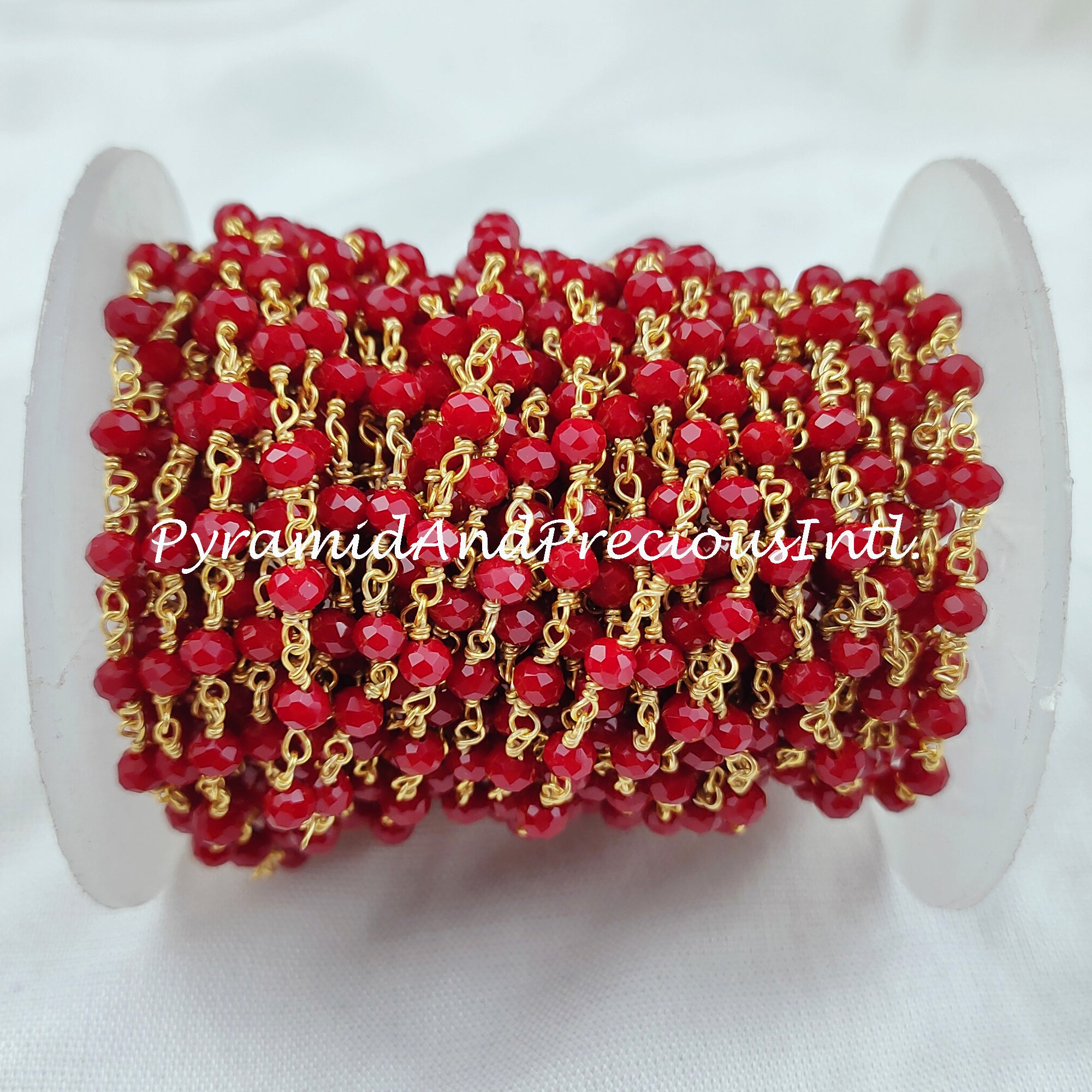 Faceted Red Coral Rosary Chain, Rondelle Beads Chain, Gold Plated Chain, DIY Jewelry Making Supply – SELLING BY FOOT