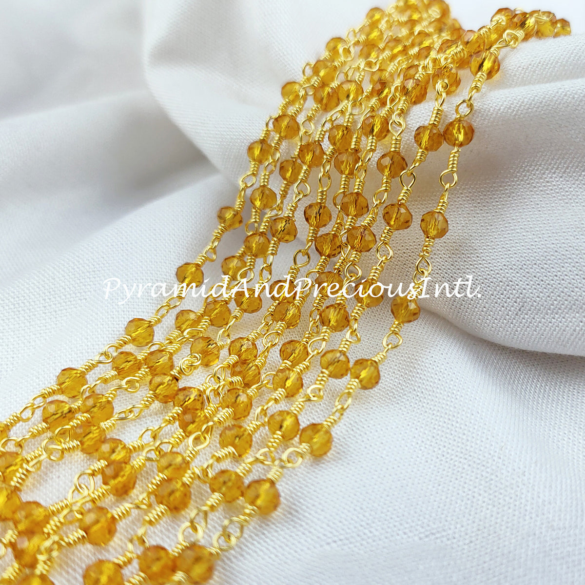 Yellow Topaz Rosary Chain, Yellow Stone Rondelle Beads Chain, Gold Plated Chain, Jewelry Making Chain – SELLING BY FOOT