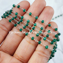 Emerald Rosary Chain, Rondelle Beads Chain, Necklace Chain, Silver Plated Chain, Jewelry Making Chain, 3-3.5mm – SELLING BY FOOT