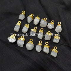 Natural Rainbow Moonstone Pendant Connectors, Moonstone Connectors, Electroplated Single Bail Connectors, Sold By Piece