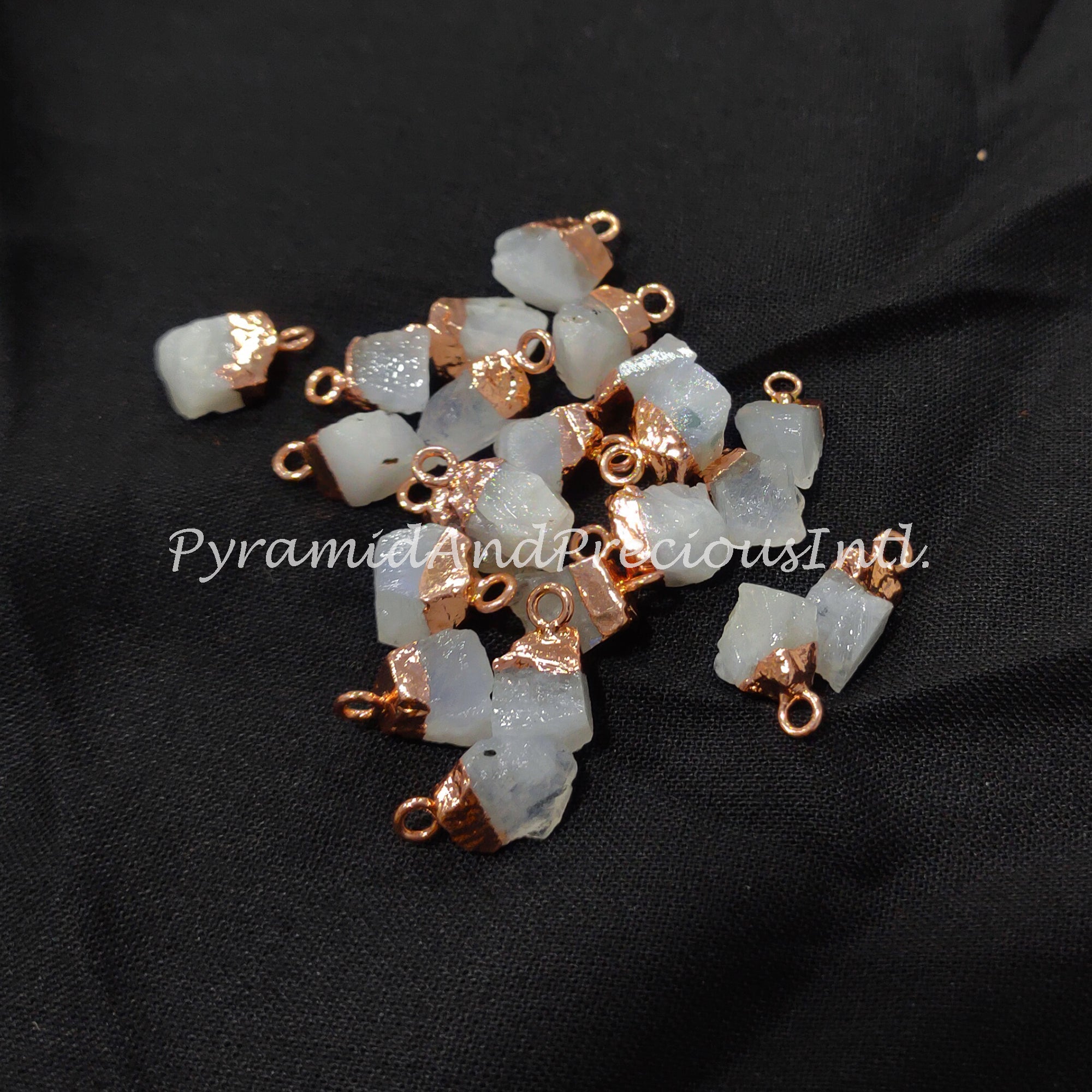 Big Sale On Raw Moonstone Electroplated Pendant Connectors, Gemstone Connectors, Copper Connectors, Sold By Piece