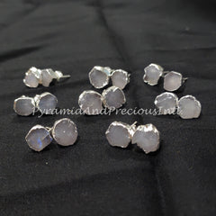 Raw Rainbow Moonstone Earrings, Moonstone Stud Earrings, Stone Earrings Stud, Moonstone Earrings, Sold By Pair
