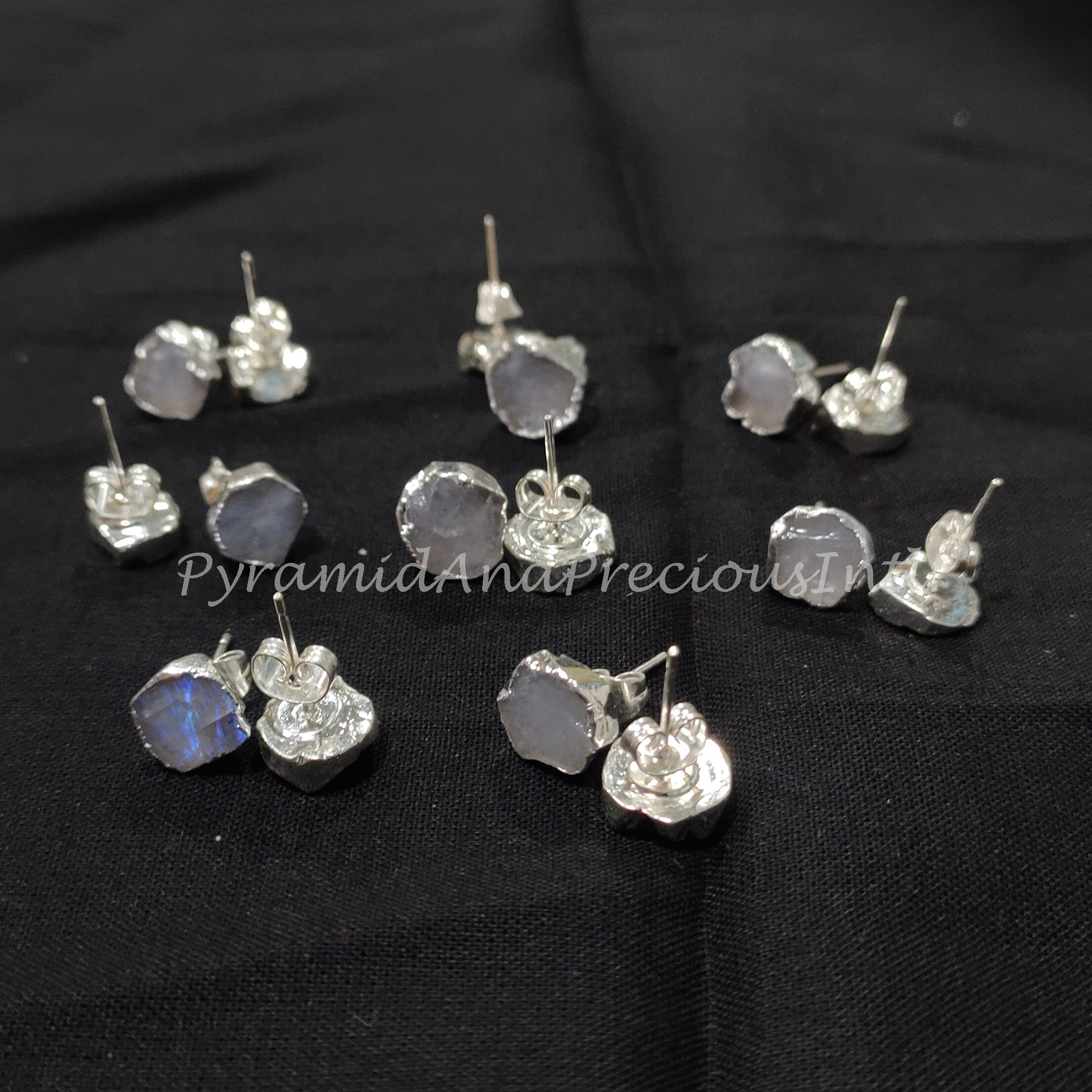 Raw Rainbow Moonstone Earrings, Moonstone Stud Earrings, Stone Earrings Stud, Moonstone Earrings, Sold By Pair
