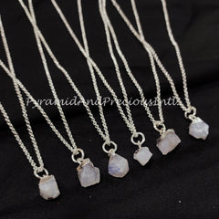 Rainbow Moonstone Necklace, Gemstone Necklace, Boho Copper Jewelry, Raw Moonstone Birthstone, Gift Ideas, Sold By Piece