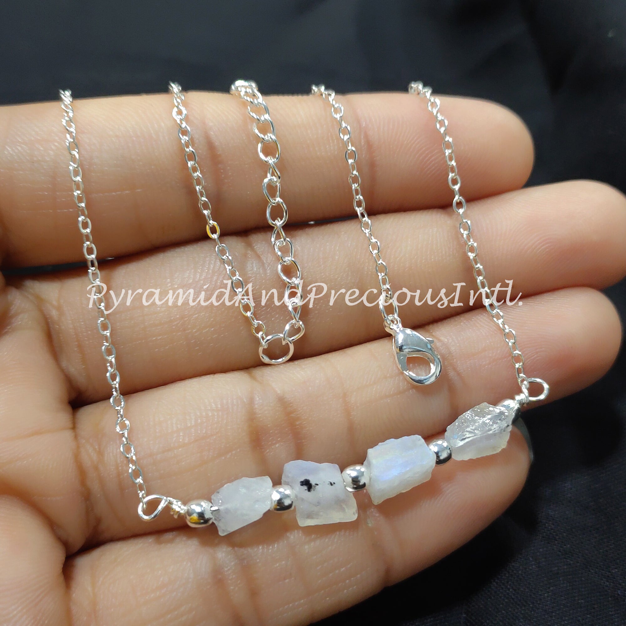 Raw Rainbow Moonstone Necklace, Gemstone Necklace, June Birthstone, Imitation Jewelry, Gift For Her
