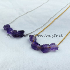 Rough Amethyst Necklace, Ethnic Handmade Necklace, Birthstone Jewelry, Healing Jewelry, Gift For Girlfriend