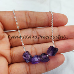 Rough Amethyst Necklace, Ethnic Handmade Necklace, Birthstone Jewelry, Healing Jewelry, Gift For Girlfriend