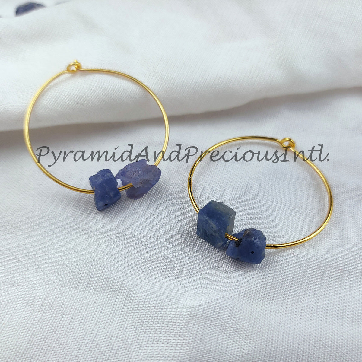 Natural Blue Tanzanite Earrings, 14K Gold Plated Earring, Round Earring, Blue Stone Earring, Sold By Pair