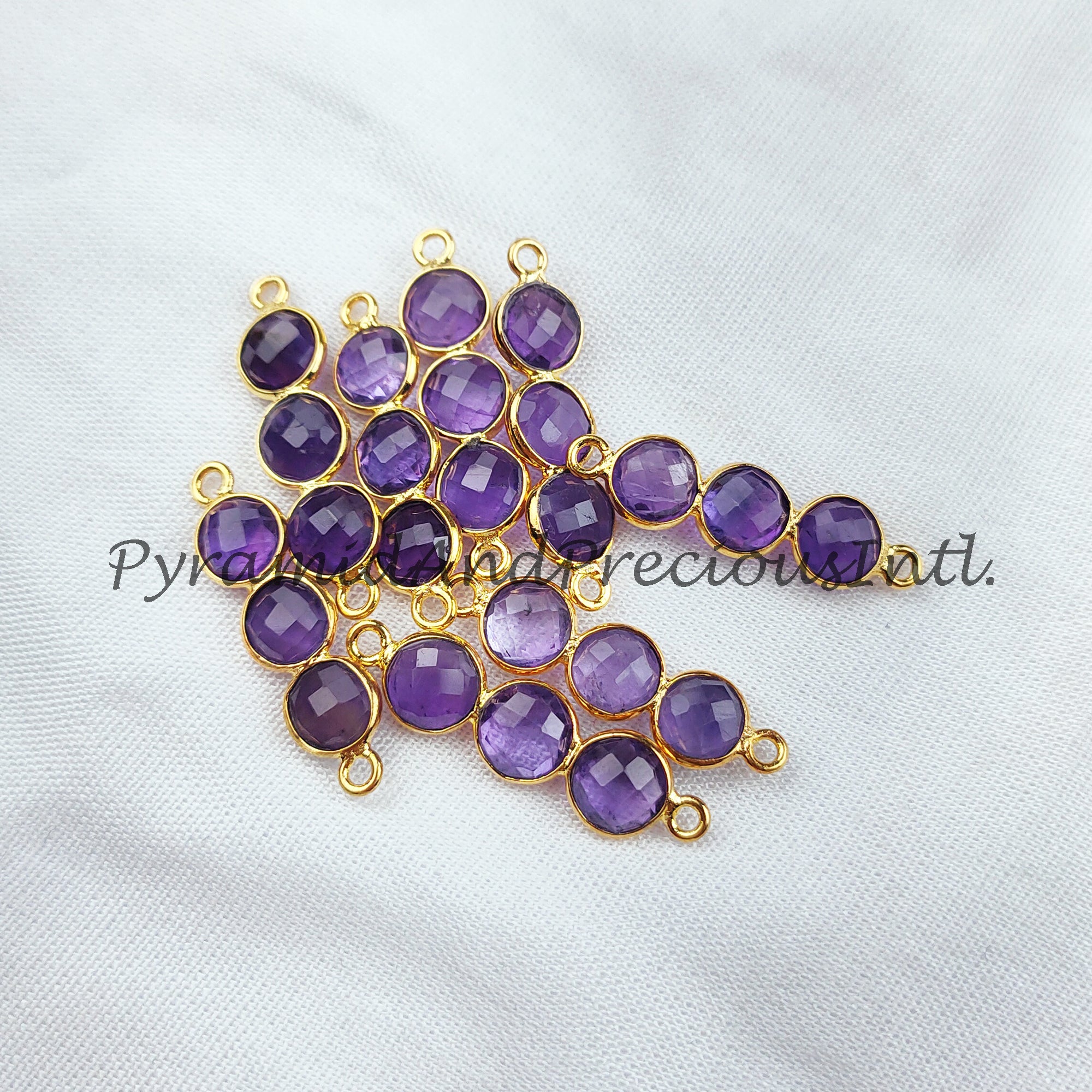 Faceted Amethyst Bar Shape Connector, 14K Gold Plated Connector & Charms, 2.5cm Faceted Charms Connector, Sold By Piece
