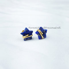 Natural Lapis Lazuli Star Earrings, Lapis Stud Earrings, Moon Earrings Stud, Lapis Lazuli Earrings, Sold By Pair