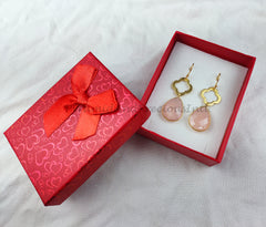 Natural Rose Quartz Earrings, Women Earrings, Gemstone Earrings, Gold Plated Earrings, Teardrop Earring, Sold By Pair