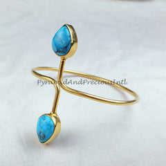 Turquoise bangle, gold plated handmade bangle, Women bangle, adjustable bangle, turquoise jewelry, boho gift