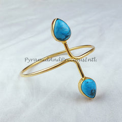 Turquoise bangle, gold plated handmade bangle, Women bangle, adjustable bangle, turquoise jewelry, boho gift