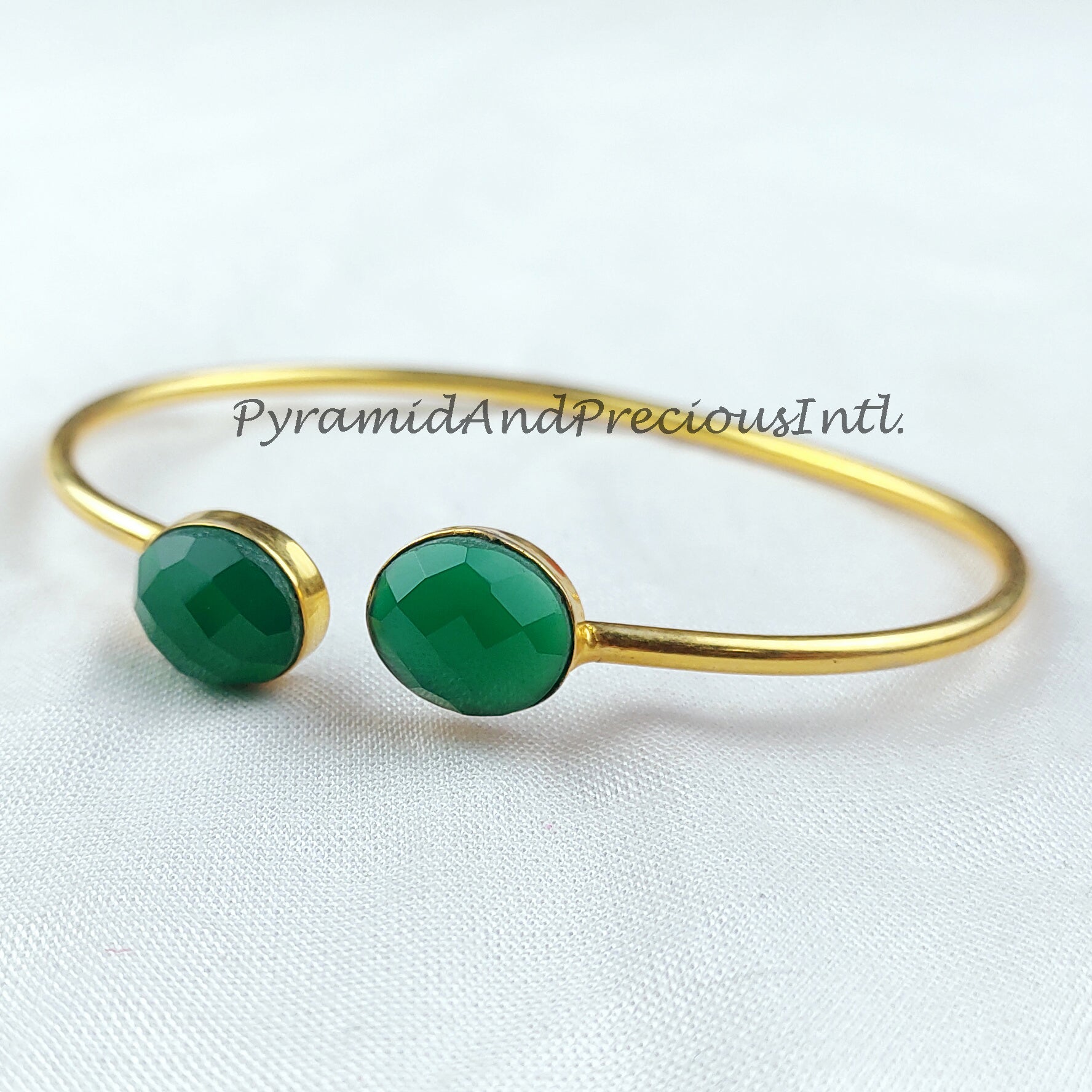 Green onyx bangle, gold plated handmade bangle, bohemian bangle, statement bangle, onyx jewelry