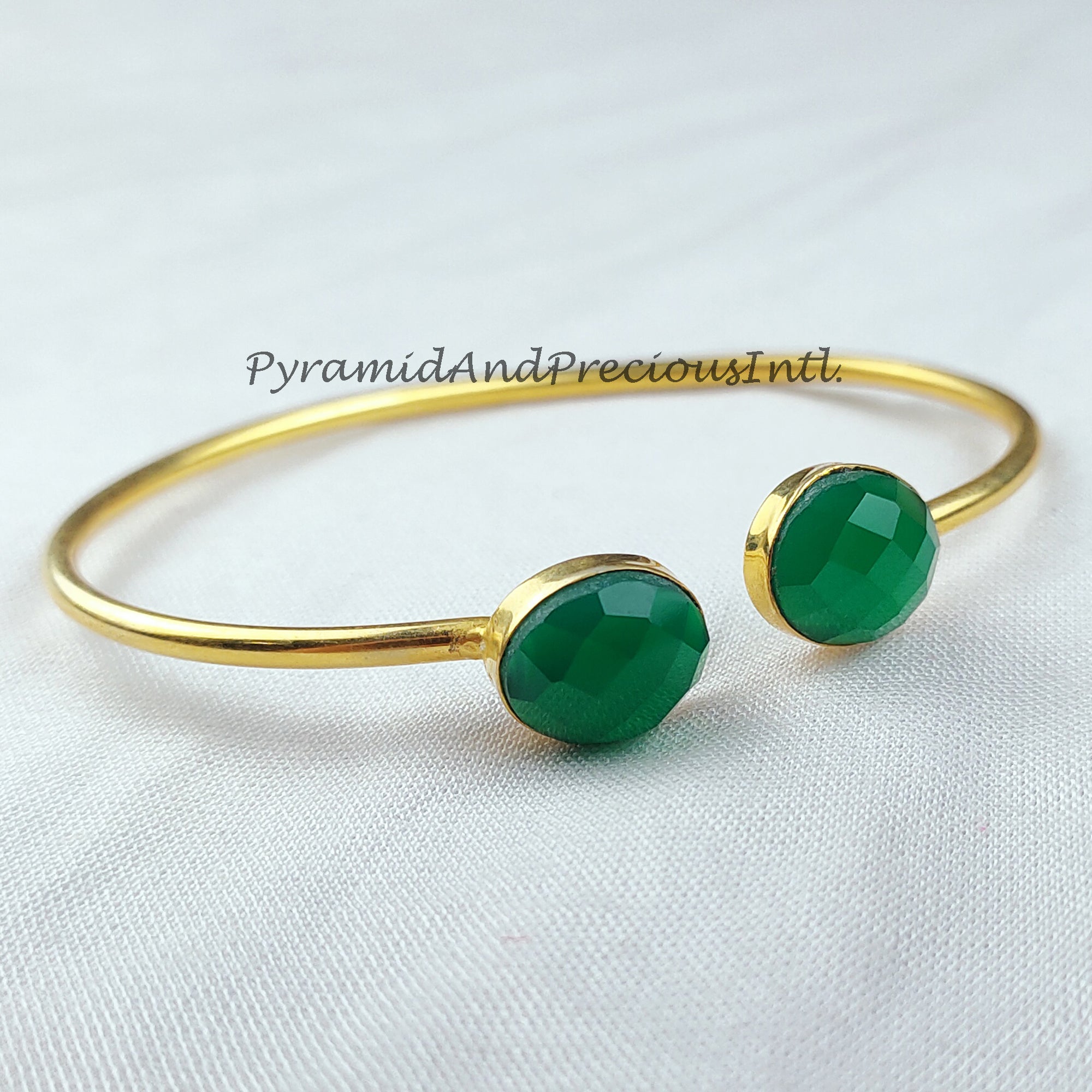 Green onyx bangle, gold plated handmade bangle, bohemian bangle, statement bangle, onyx jewelry