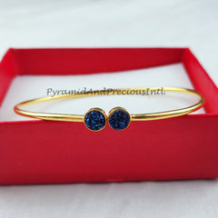 Druzy bangle, gold plated handmade bangle, blue druzy bangle, statement bangle, druzy jewelry, gift for mother
