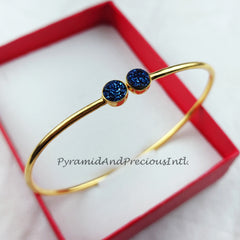 Druzy bangle, gold plated handmade bangle, blue druzy bangle, statement bangle, druzy jewelry, gift for mother