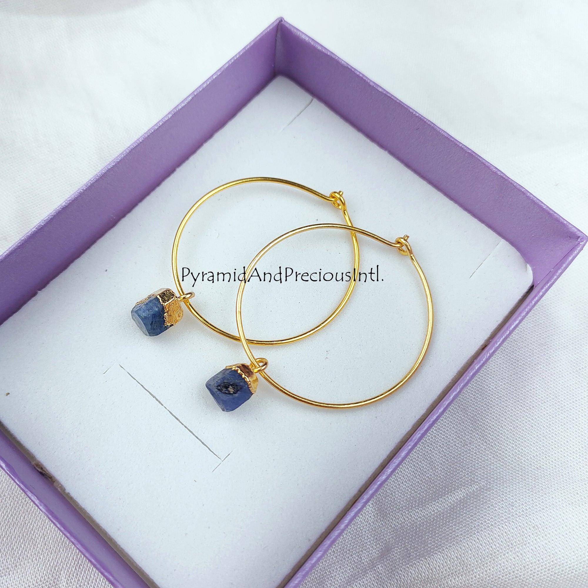 Rough Sapphire Earrings, Sapphire Drop Earrings, Electroplated Natural Sapphire Earrings, September Birthday