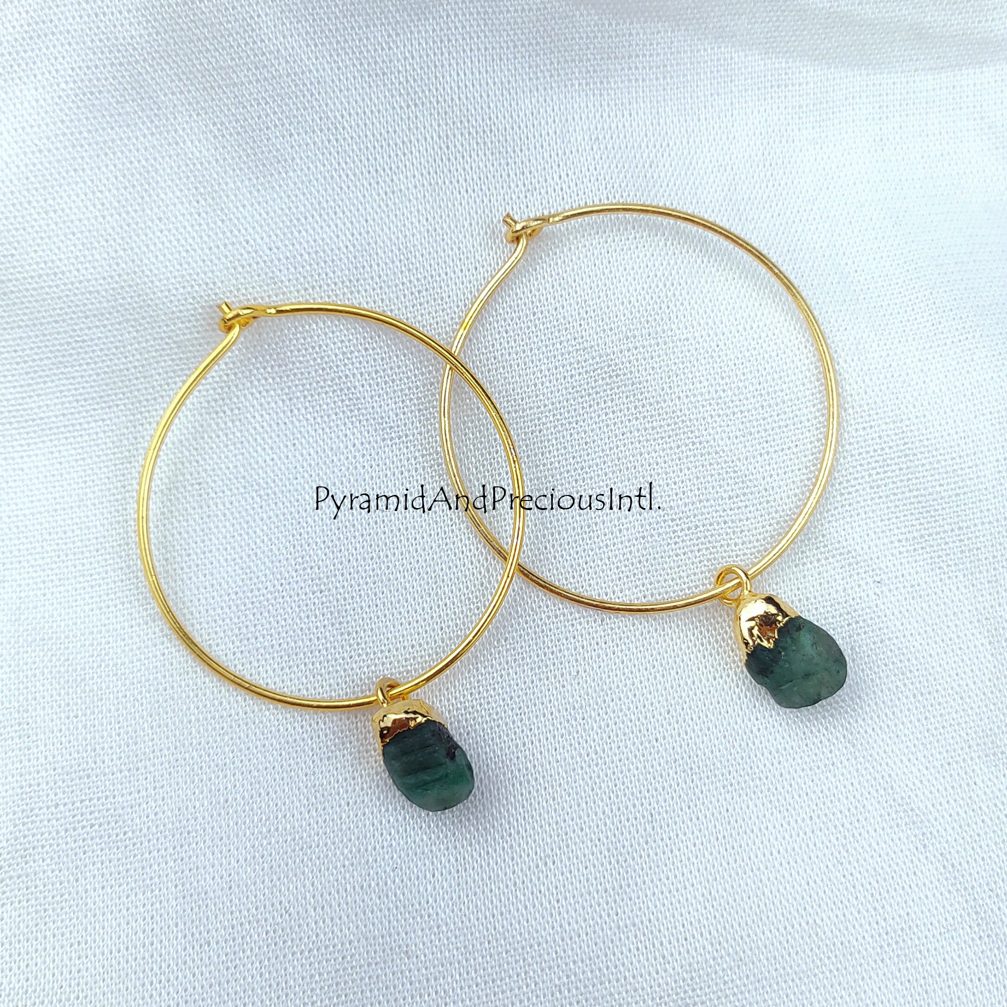 Raw Emerald Earrings, May Birthstone Earrings, Electroplated Jewelry Trends, Green Stone Earrings Dangle