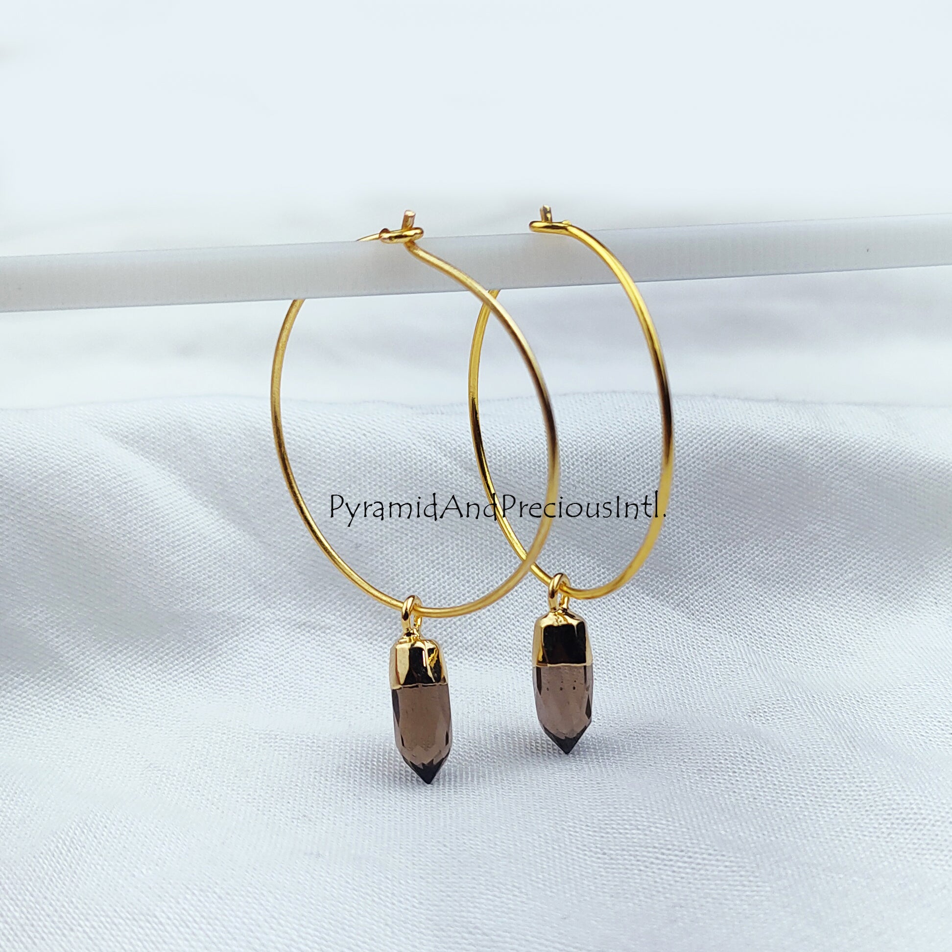 Smoky Quartz Earring | Gold Electroplated Earring | Dangle Earring | Pencil Cut Smoky Quartz Handmade Natural Gemstone Earrings
