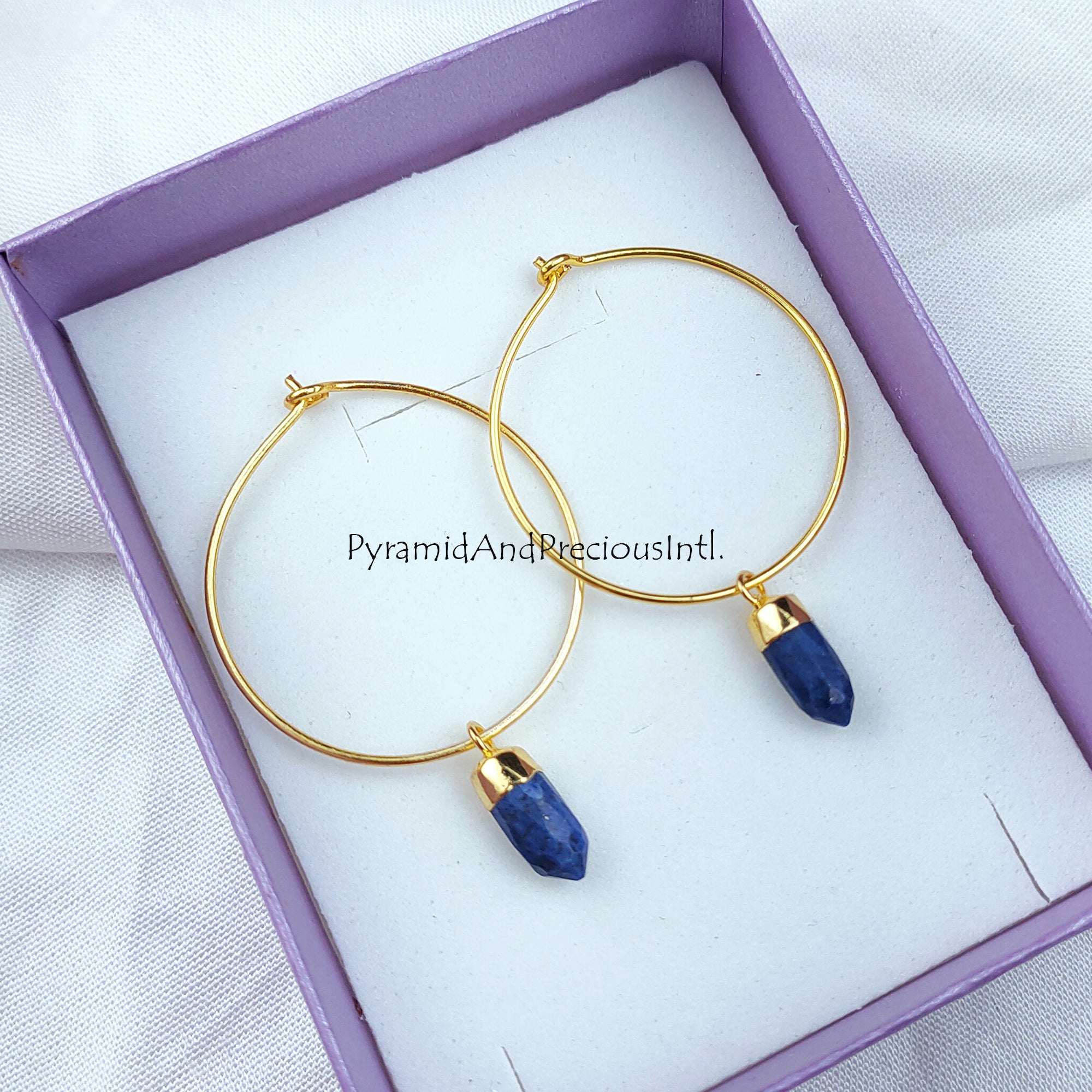 lapis lazuli earrings, blue pencil earrings, dangle earrings, pencil point earrings, electroplated earrings, lapis earring, gift for her
