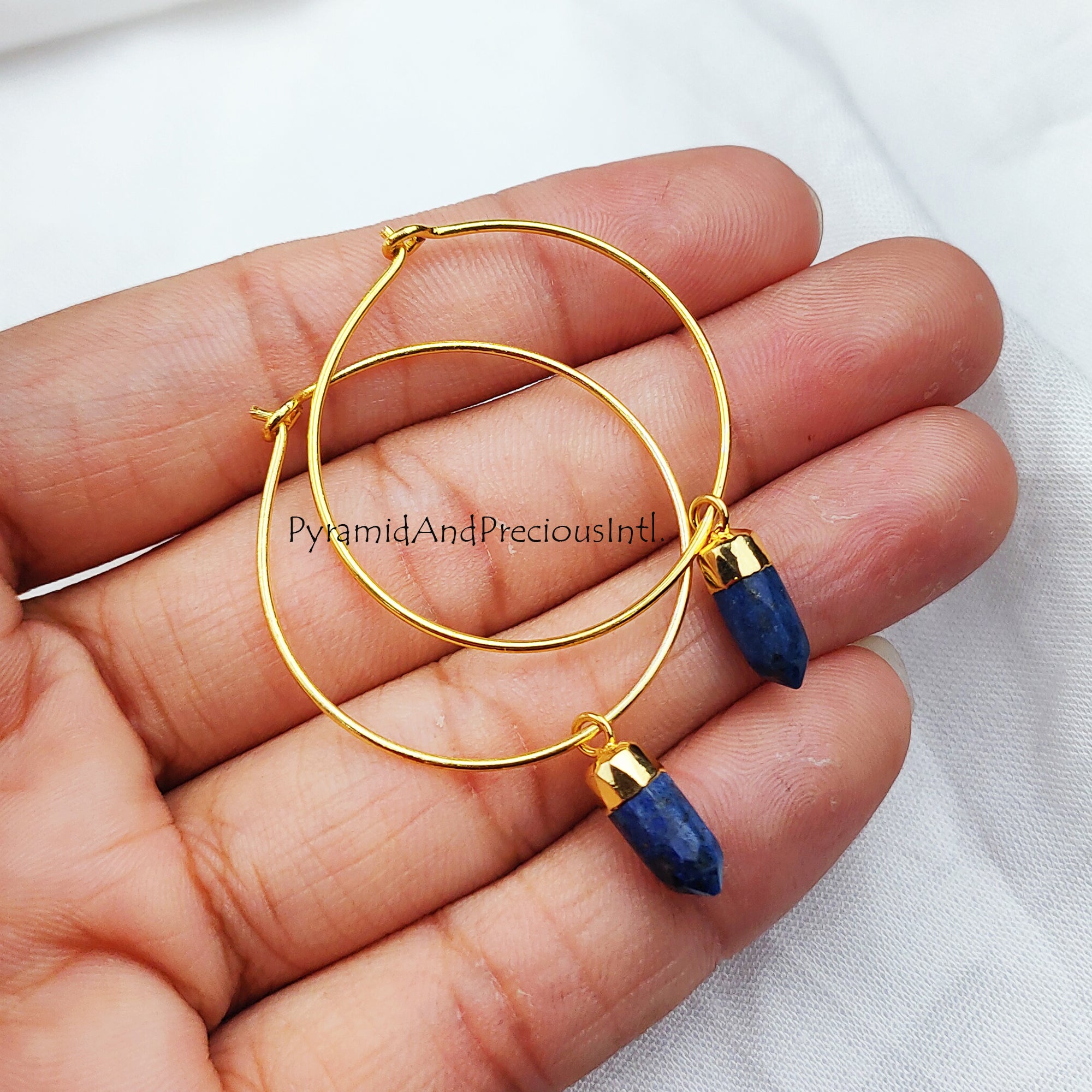 lapis lazuli earrings, blue pencil earrings, dangle earrings, pencil point earrings, electroplated earrings, lapis earring, gift for her