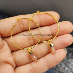 Sunstone Earring, Gemstone Earring, Handmade Earring, Pencil Pendant, Gold Electroplated Earring
