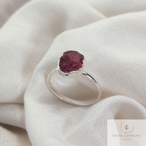 Natural Raw Ruby Ring, July Birthstone Ring, Silver Plated Ring, Rough Gemstone Ring, One Of Kind Ring, Healing Crystal Ring, Everyday Ring