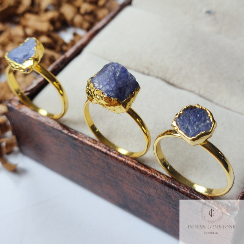 Rough Tanzanite Ring, Statement Ring, Electroplated Ring, Gift for Women, Blue Gemstone Jewelry, Raw Stone Ring, Women Ring, Gift Jewelry