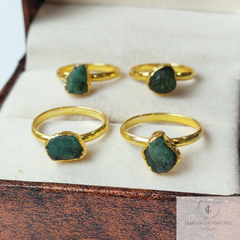 Natural Emerald Ring, 14K Gold Plated Ring, Electroplated Ring, Raw Emerald Ring, Statement Ring, Unique Ring, Dainty Ring, Gift For Women