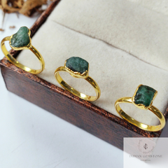 Natural Emerald Ring, 14K Gold Plated Ring, Electroplated Ring, Raw Emerald Ring, Statement Ring, Unique Ring, Dainty Ring, Gift For Women