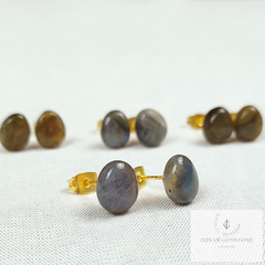 Labradorite stud earrings, Labradorite jewelry, 14k Gold Plated Labradorite studs, Ethnic Earrings, Dainty Studs, Woman earrings, Gift her