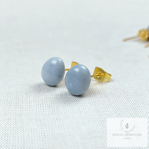 Blue Boulder Opal Earrings, Blue Opal stud, Blue Stud earrings, Gold Plated Opal Earrings, Gift For Woman, Dainty Opal Earrings, Opal Studs