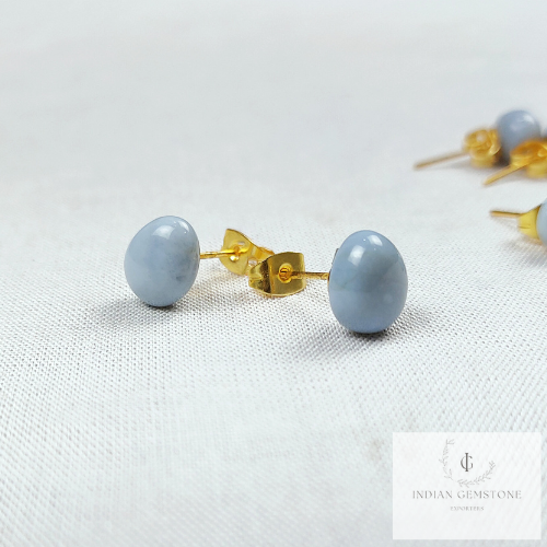 Blue Boulder Opal Earrings, Blue Opal stud, Blue Stud earrings, Gold Plated Opal Earrings, Gift For Woman, Dainty Opal Earrings, Opal Studs