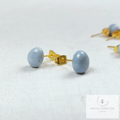 Blue Boulder Opal Earrings, Blue Opal stud, Blue Stud earrings, Gold Plated Opal Earrings, Gift For Woman, Dainty Opal Earrings, Opal Studs