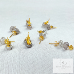 Black Rutile Quartz Earrings, Rutile Earrings, Stud Earrings, Woman Stud Earrings, 14K Gold Plated Earrings, Gift for Mother in Law, Gift