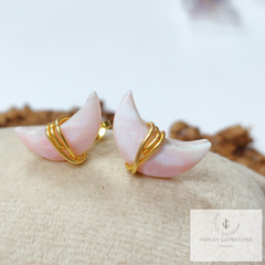 50% OFF Pink Opal Stud Earrings, Dainty Earrings Stud, Moon Stud Earrings, Dainty Gemstone Earrings, Wholesale Suppliers, Gift For Her, Gift