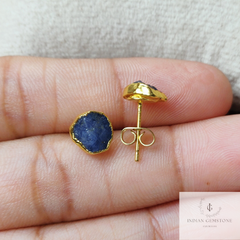 Raw Blue Sapphire Stud Earrings, September Birthstone Earrings, Rough Stone Earrings, Birthstone Stud Earrings