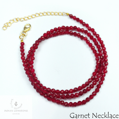 Faceted Red Garnet Beaded Necklace, Gold Plated Choker Necklace, Garnet Rondelle Beads, Necklace For Woman, Beads Necklace Jewelry, dainty