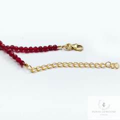 Faceted Red Garnet Beaded Necklace, Gold Plated Choker Necklace, Garnet Rondelle Beads, Necklace For Woman, Beads Necklace Jewelry, dainty